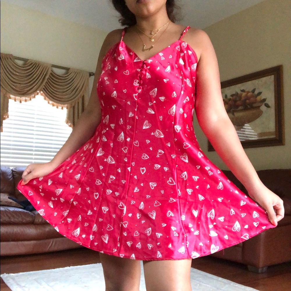 vintage red silk dress